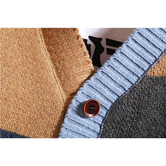 Men's Cardigan Sweater Knitted Long Sleeve Sweaters with Buttons - Picture 6 of 7